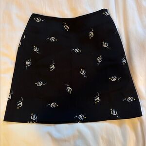 Maje Horseshoe Print Black Mini Skirt